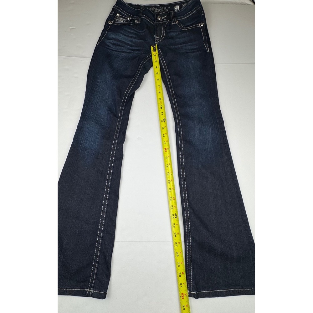 Miss Me Bootcut Jeans 25 Dark Wash Denim Sequin Embellished Western Y2K Boho - Picture 6 of 12